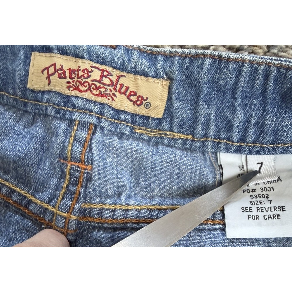 Vintage Y2K Women's Micro Mini Cut Off Raw Hem Distressed Denim Skirt Size 7 - Picture 4 of 8